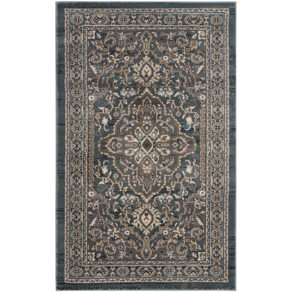 LYNDHURST, TEAL / GREY, 3'-3" X 5'-3", Area Rug. The main picture.