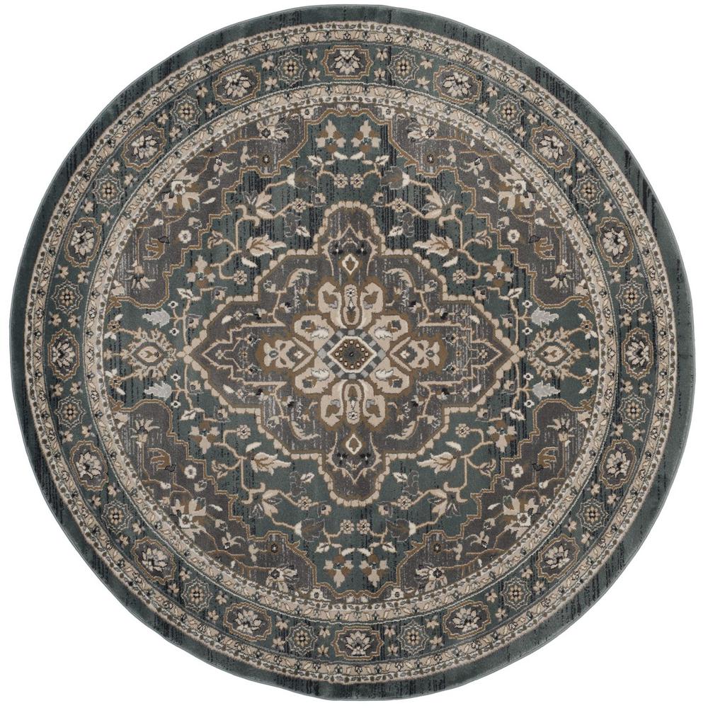LYNDHURST, TEAL / GREY, 7' X 7' Round, Area Rug. Picture 1