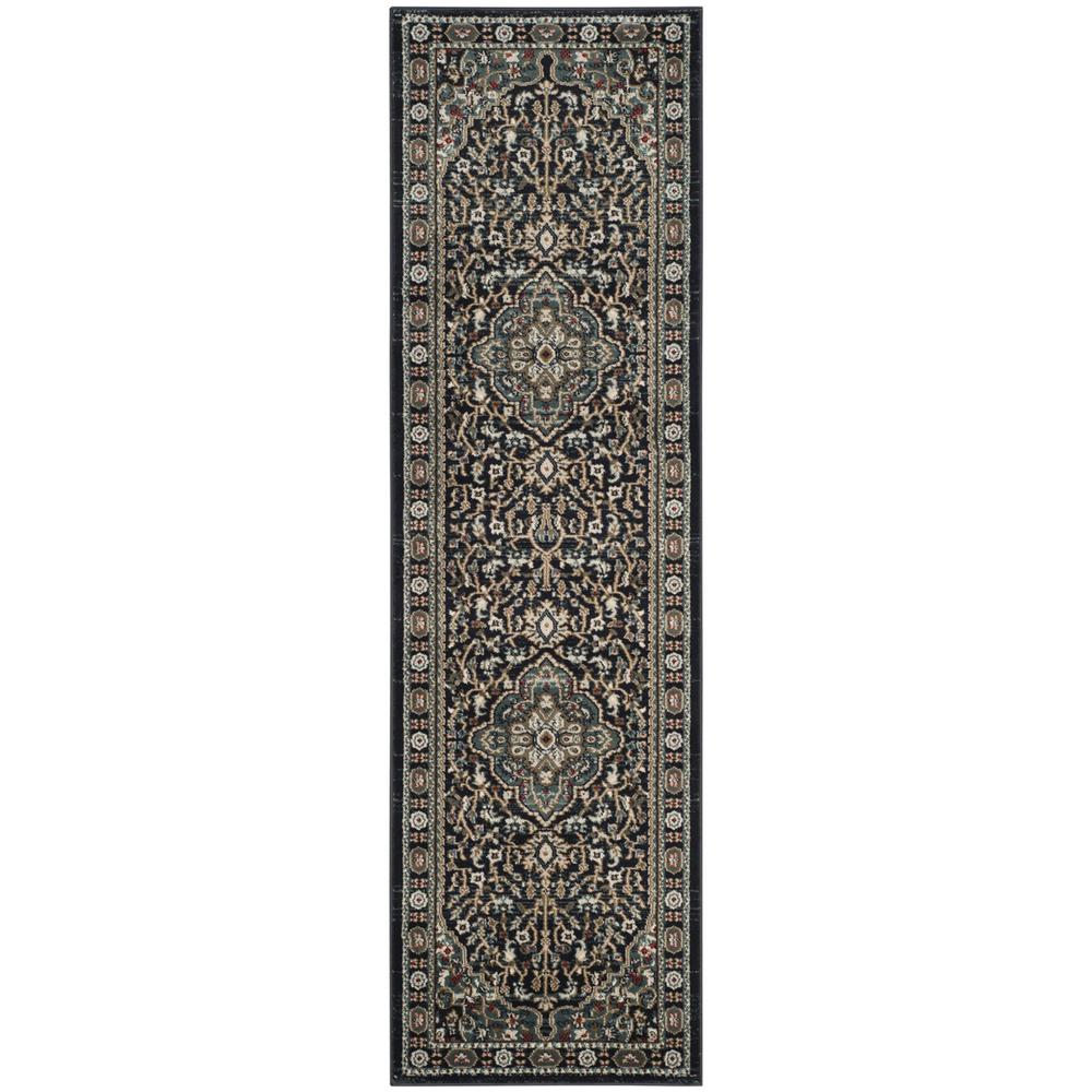 LYNDHURST, ANTHRACITE / TEAL, 2'-3" X 8', Area Rug. The main picture.