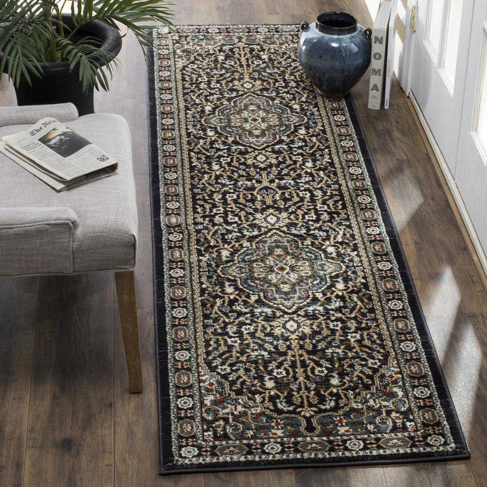 LYNDHURST, ANTHRACITE / TEAL, 2'-3" X 12', Area Rug. Picture 1