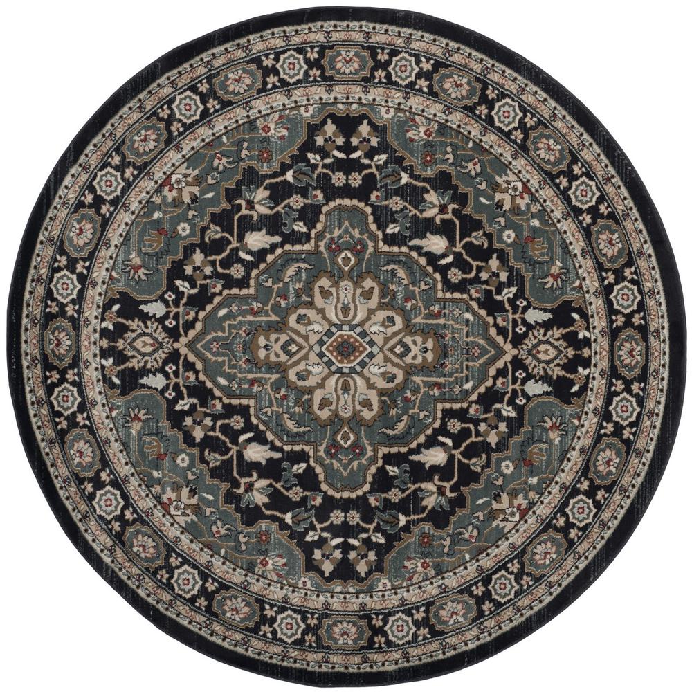 LYNDHURST, ANTHRACITE / TEAL, 7' X 7' Round, Area Rug. Picture 1