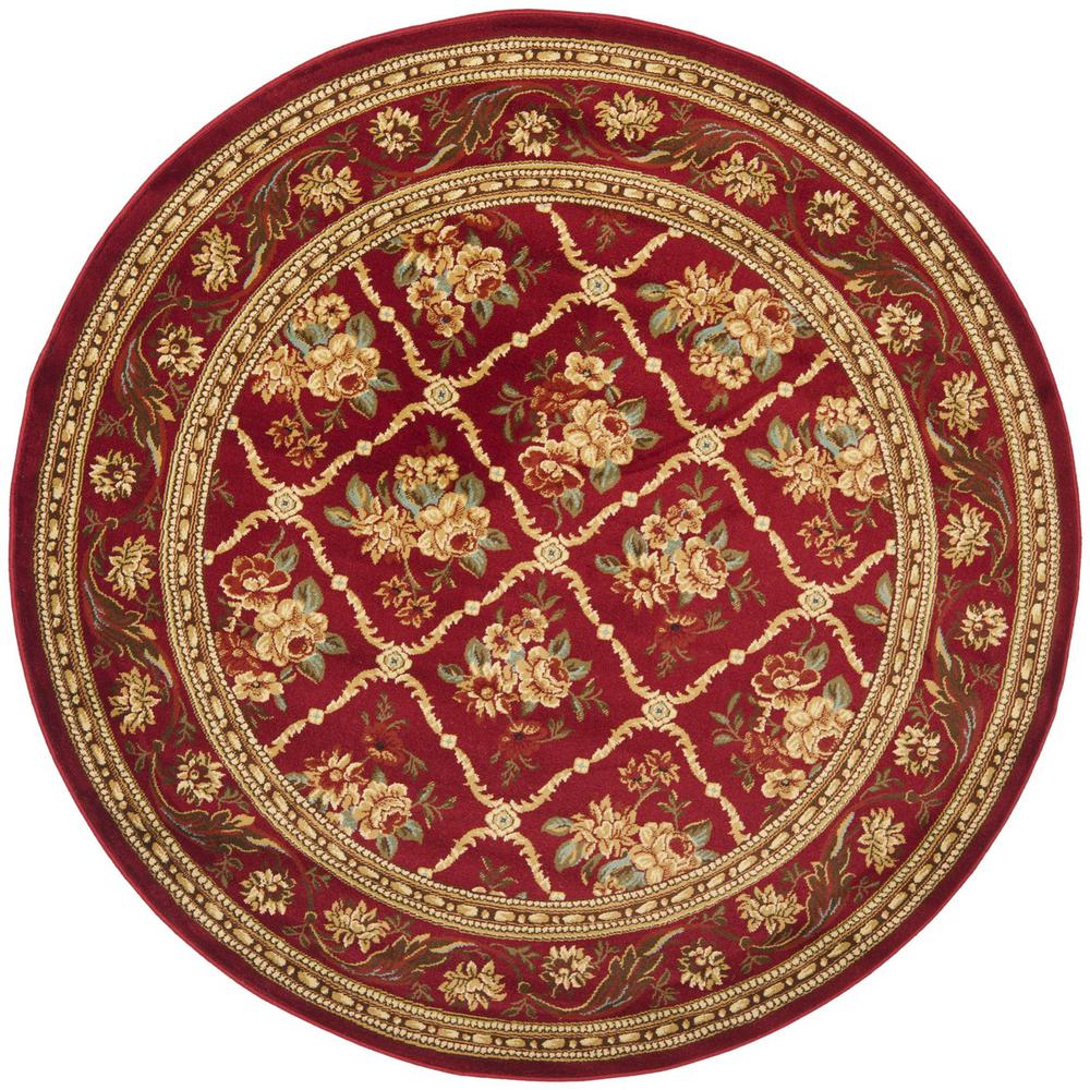 LYNDHURST, RED / RED, 5'-3" X 5'-3" Round, Area Rug. Picture 1