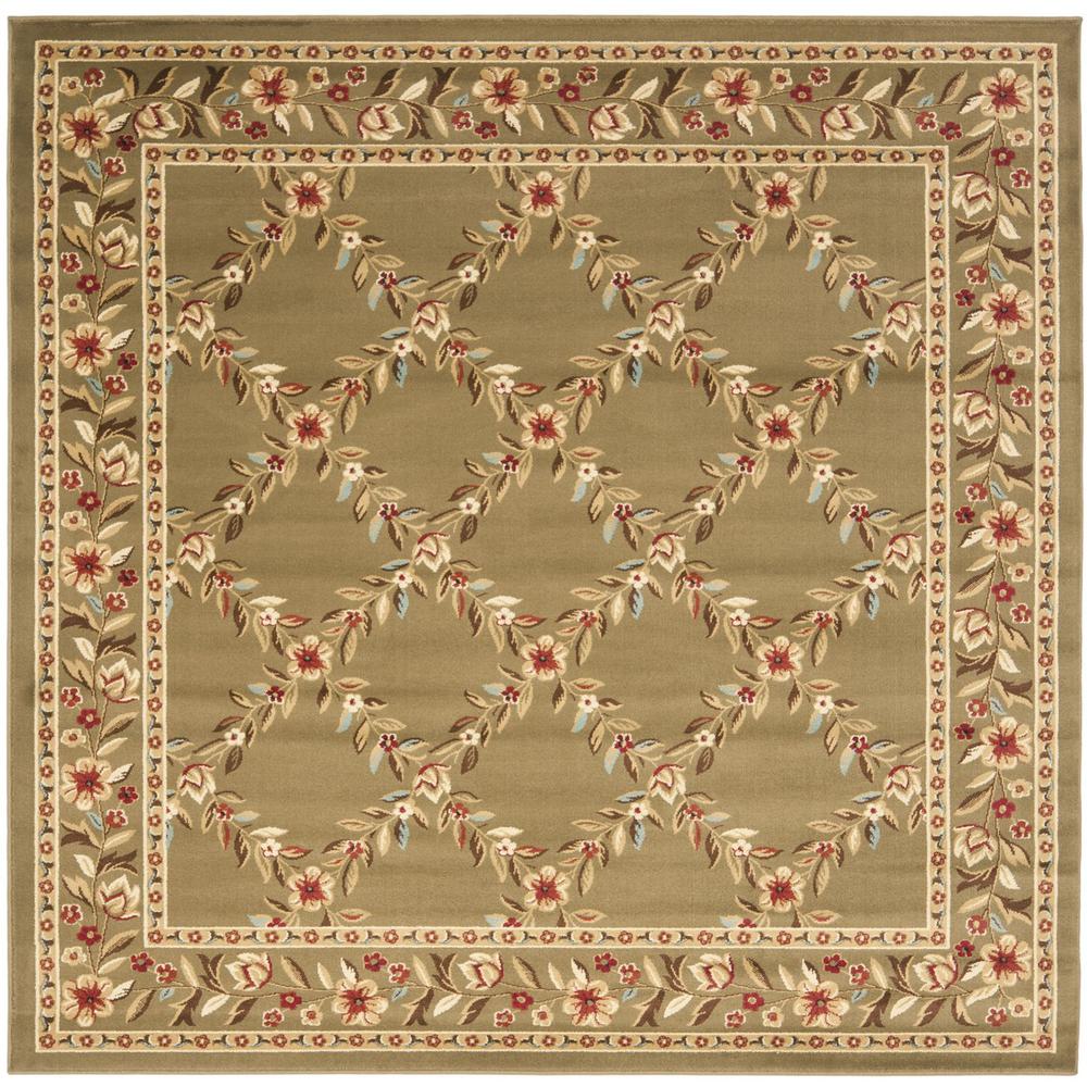 LYNDHURST, GREEN / GREEN, 6'-7" X 6'-7" Square, Area Rug, LNH557-5252-7SQ. The main picture.