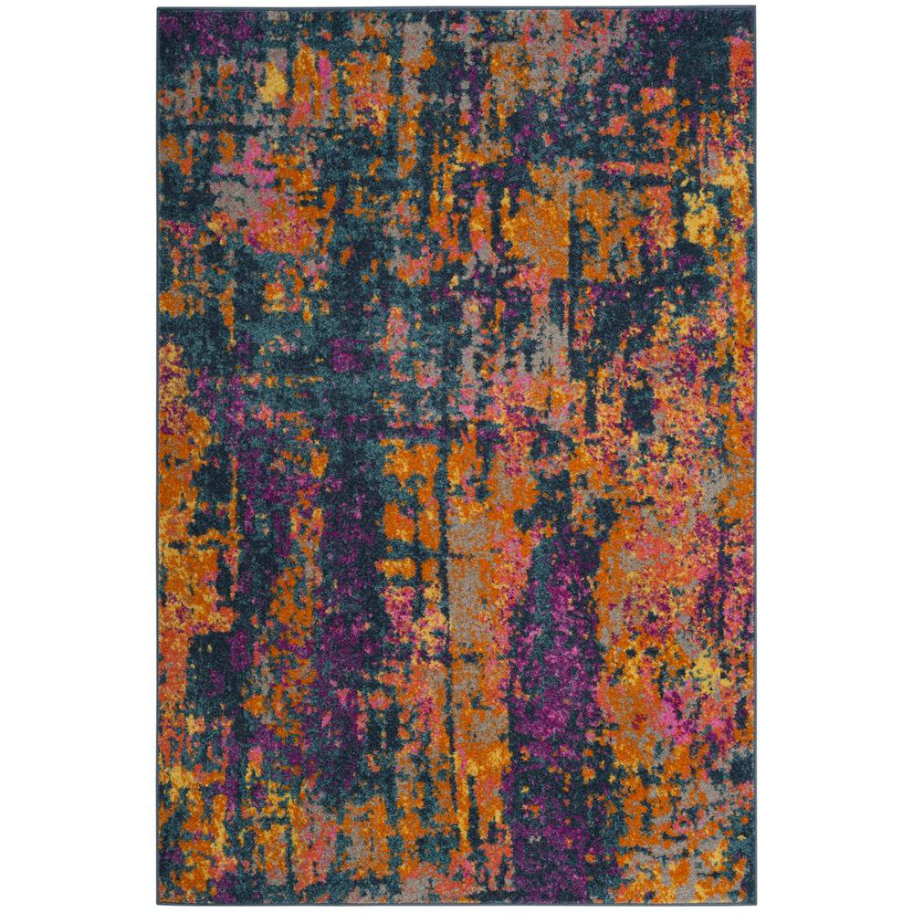 MADISON, BLUE / ORANGE, 5'-1" X 7'-6", Area Rug, MAD143A-5. The main picture.