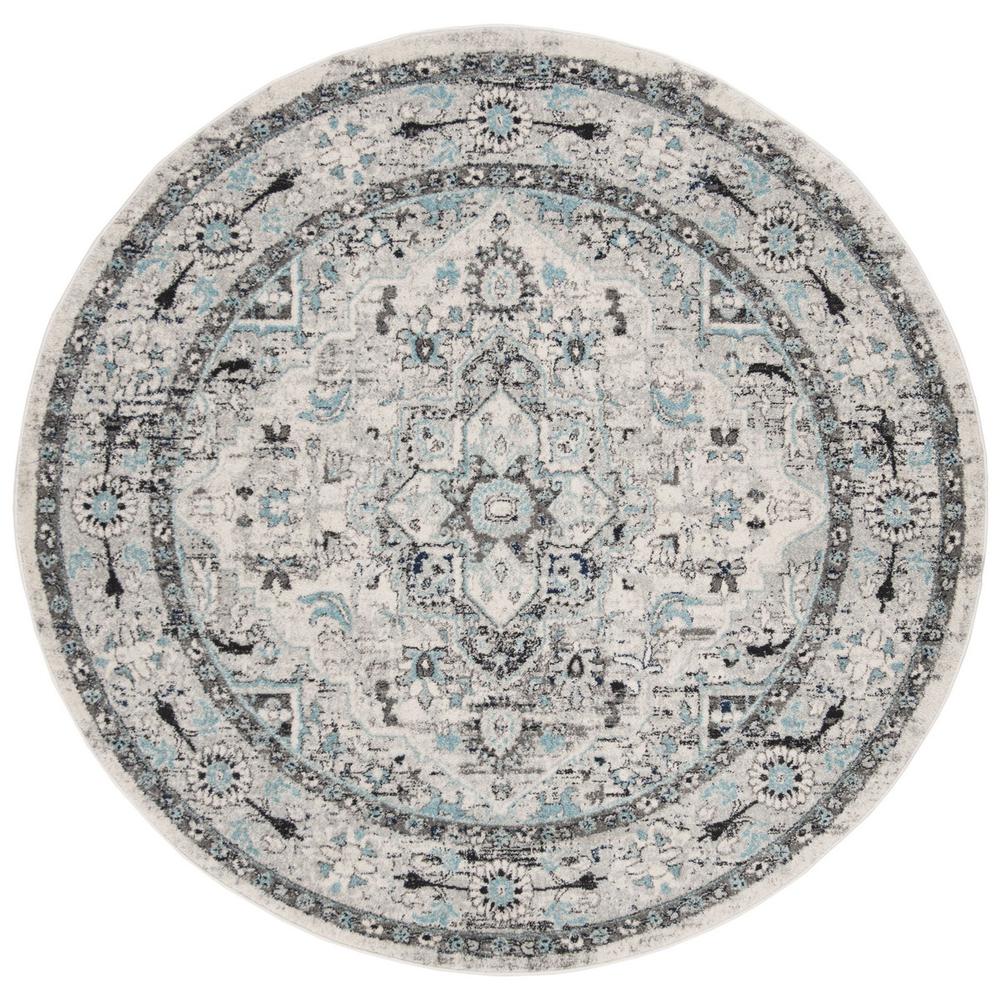 MADISON 900, LIGHT GREY / BLUE, 6'-7" X 6'-7" Round, Area Rug, MAD924F-7R. Picture 1