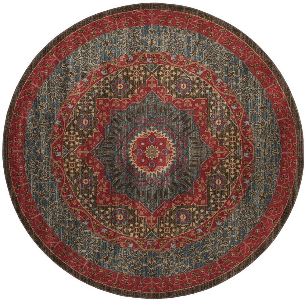 MAHAL, NAVY / RED, 6'-7" X 6'-7" Round, Area Rug, MAH620C-7R. Picture 1