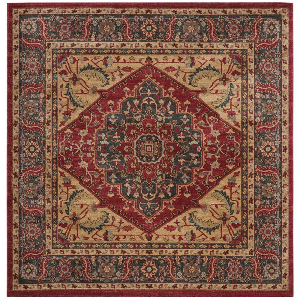 MAHAL, NAVY / RED, 6'-7" X 6'-7" Square, Area Rug, MAH621C-7SQ. Picture 1