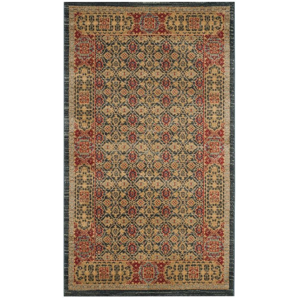 MAHAL, LIGHT BLUE / RED, 3' X 5', Area Rug. Picture 1