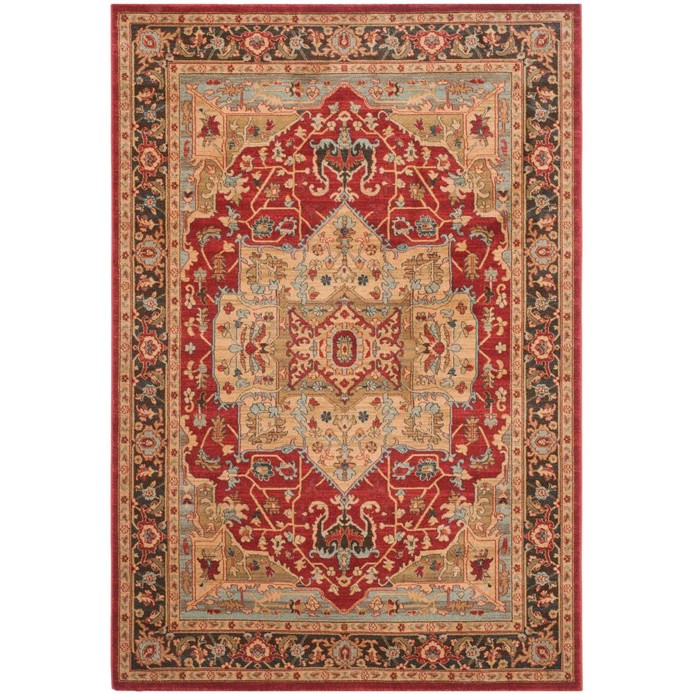 MAHAL, NATURAL / NAVY, 6'-7" X 9'-2", Area Rug. Picture 1