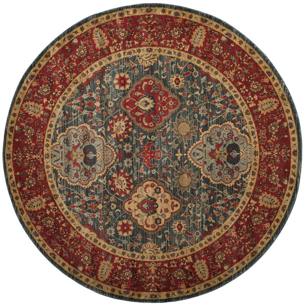 MAHAL, NAVY / RED, 6'-7" X 6'-7" Round, Area Rug, MAH655C-7R. Picture 1