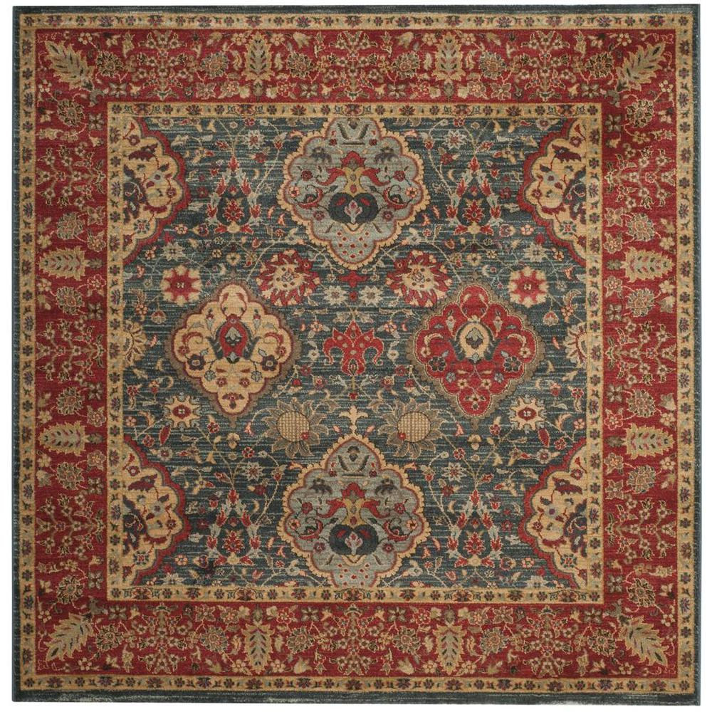 MAHAL, NAVY / RED, 6'-7" X 6'-7" Square, Area Rug, MAH655C-7SQ. Picture 1
