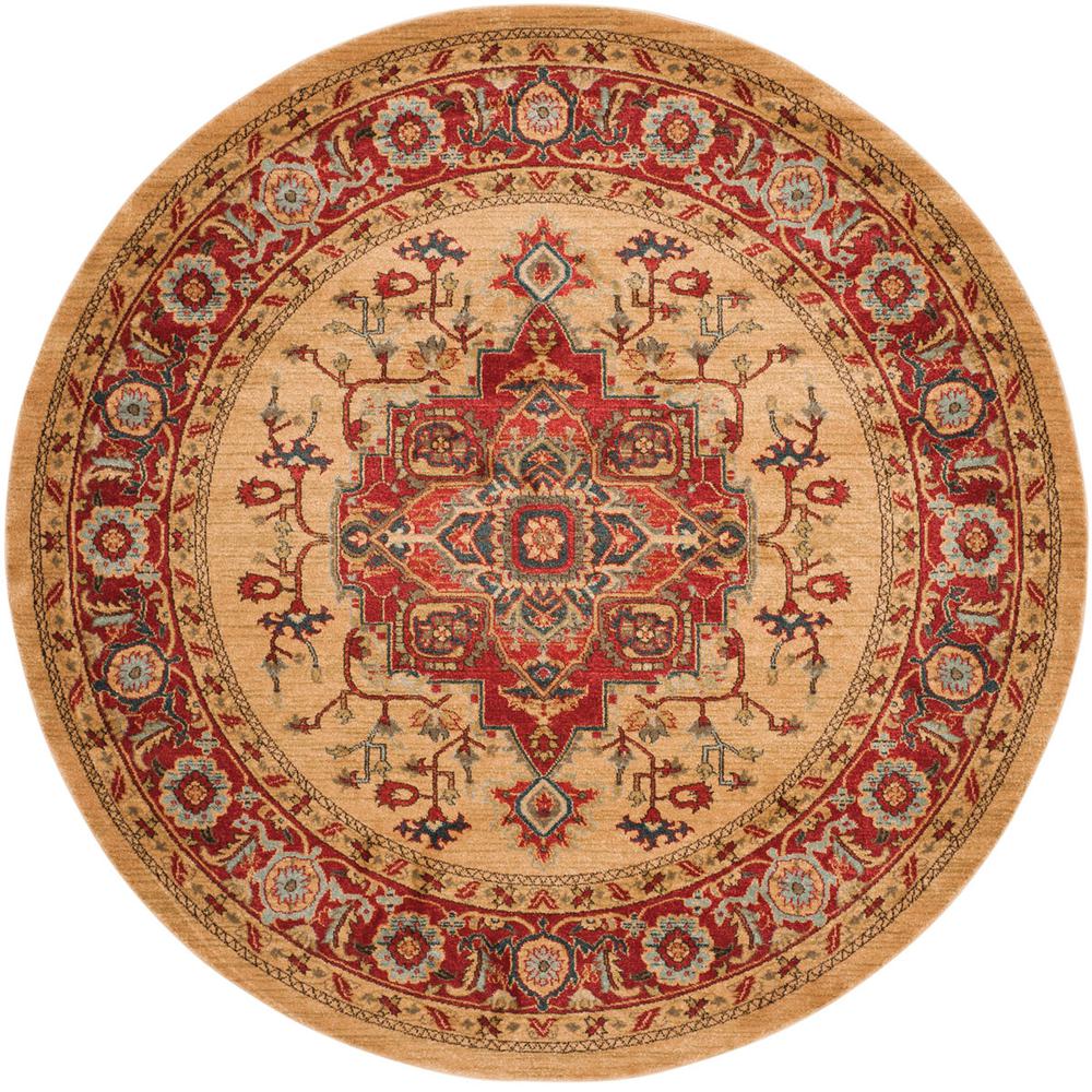 MAHAL, RED / NATURAL, 6'-7" X 6'-7" Round, Area Rug, MAH698A-7R. Picture 1