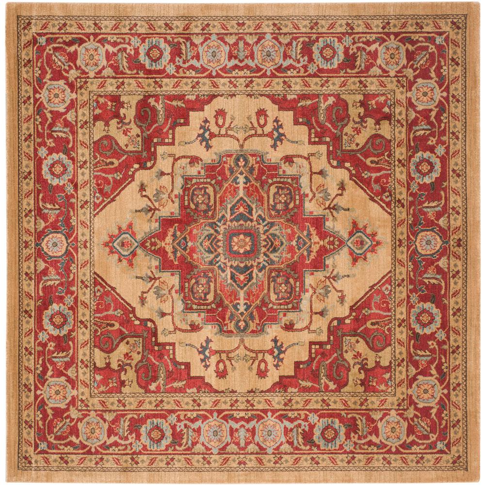 MAHAL, RED / NATURAL, 6'-7" X 6'-7" Square, Area Rug, MAH698A-7SQ. Picture 1