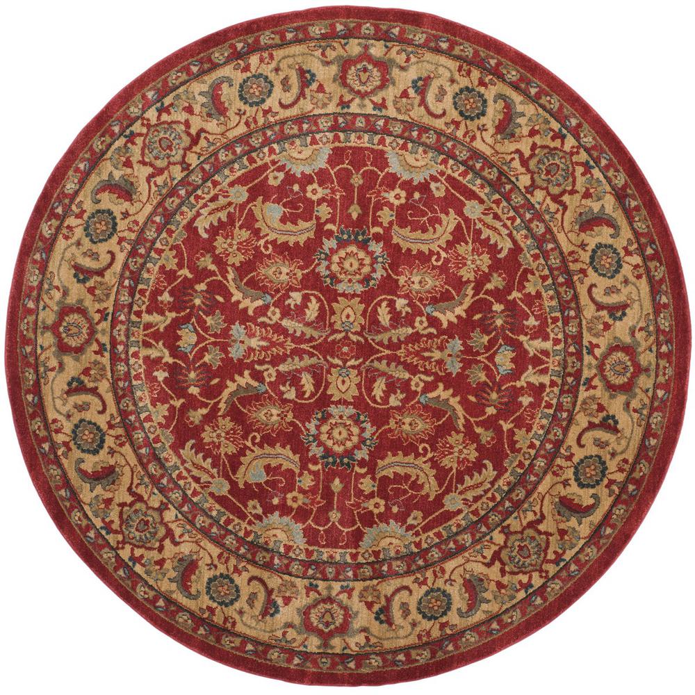 MAHAL, RED / NATURAL, 6'-7" X 6'-7" Round, Area Rug, MAH699A-7R. Picture 1