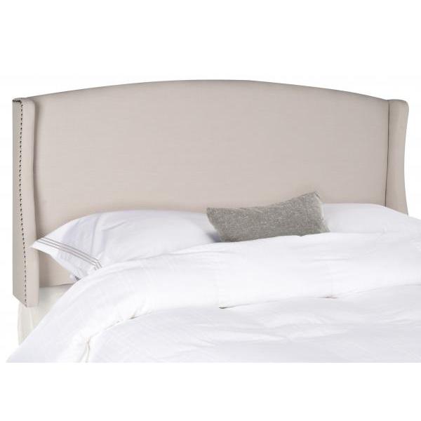 AUSTIN TAUPE WINGED  HEADBOARD - SILVER NAIL HEAD. Picture 1
