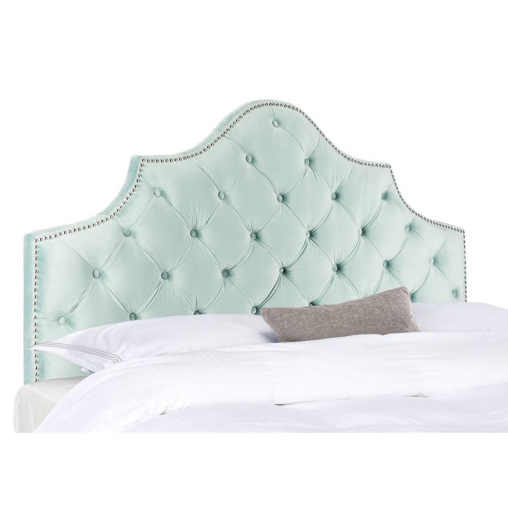 Arebelle Velvet Tufted Headboard - Silver Nail Heads, Full, Seafoam. The main picture.