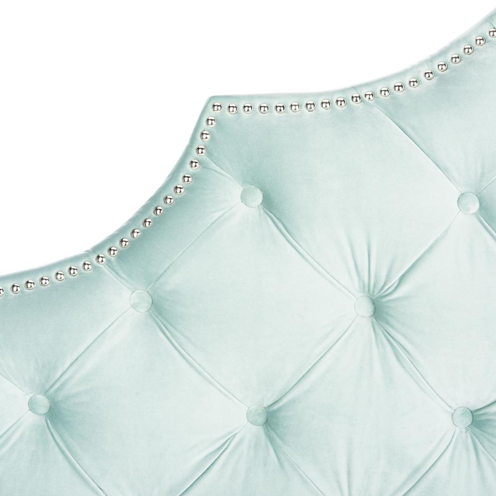 Arebelle Velvet Tufted Headboard - Silver Nail Heads, Queen, Seafoam. Picture 2