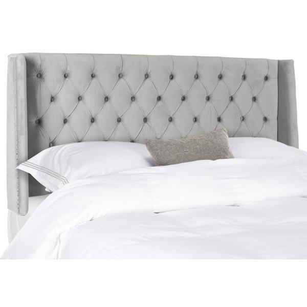 LONDON PEWTER TUFTED WINGED HEADBOARD - FLAT NAIL HEADS. The main picture.