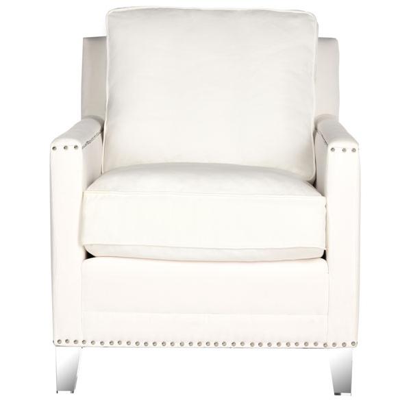 HOLLYWOOD GLAM TUFTED ACRYLIC WHITE CLUB CHAIR W/ SILVER NAIL HEADS, MCR4213A. The main picture.