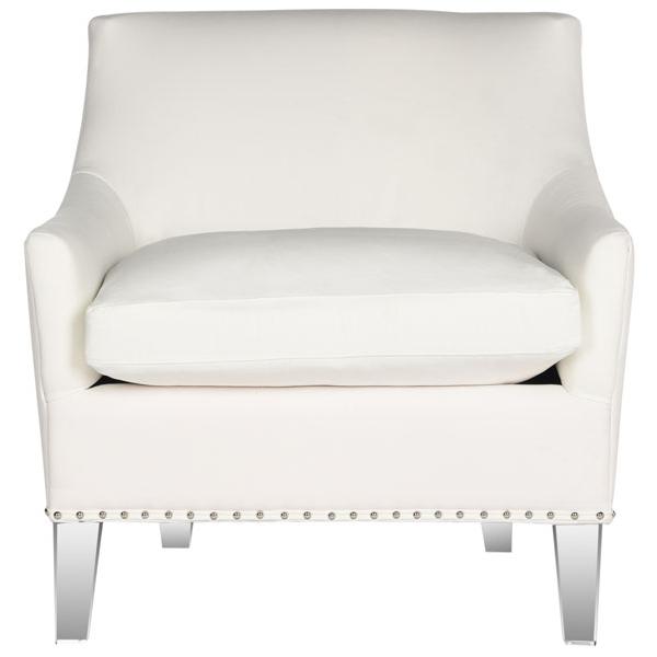 HOLLYWOOD GLAM TUFTED ACRYLIC WHITE CLUB CHAIR W/ SILVER NAIL HEADS, MCR4214A. Picture 1