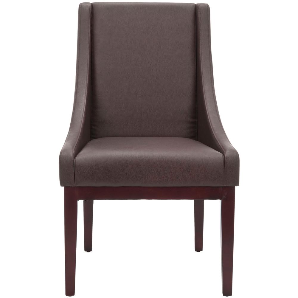 BROWN LEATHER SLOPING ARMCHAIR. Picture 1