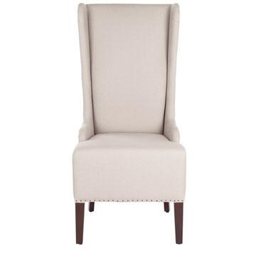 BECALL 20''H LINEN DINING CHAIR - FLAT NAIL HEADS. Picture 1