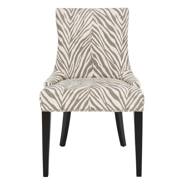 BECCA 19''H  GREY/WHITE ZEBRA  DINING CHAIR - SILVER NAIL HEADS. Picture 1