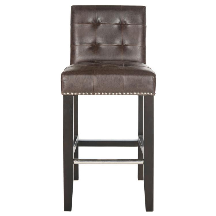 THOMPSON 23.9" LEATHER COUNTER STOOL W/ SILVER NAILHEADS, MCR4511F. The main picture.