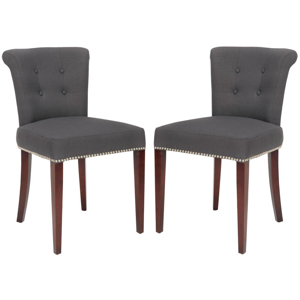 ARION 21''H LINEN RING CHAIR - NICKEL NAIL HEADS (SET OF 2). Picture 1