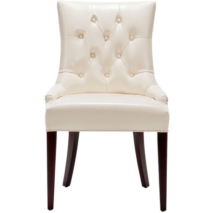 AMANDA 19''H LEATHER TUFTED CHAIR - NICKEL NAIL HEADS. Picture 1