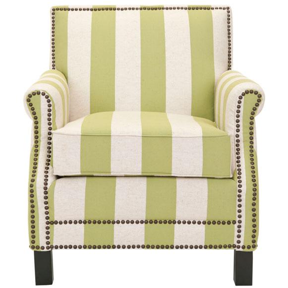 EASTON CLUB CHAIR WITH STRIPES - BRASS NAIL HEADS. Picture 1