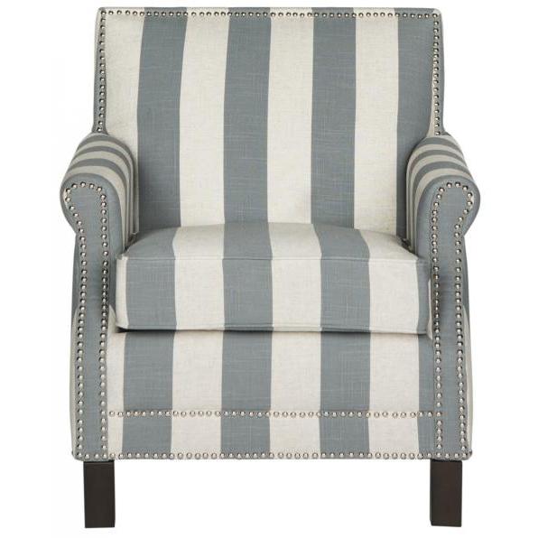 EASTON CLUB CHAIR WITH AWNING STRIPES - SILVER NAIL HEADS, MCR4572J. Picture 1