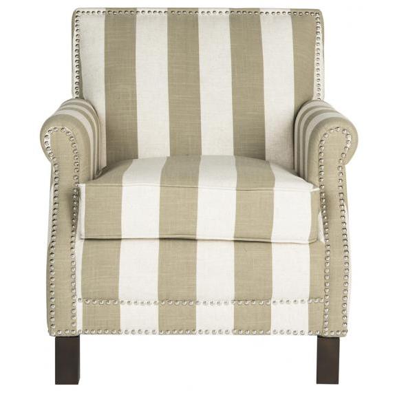 EASTON CLUB CHAIR WITH AWNING STRIPES - SILVER NAIL HEADS, MCR4572K. Picture 1