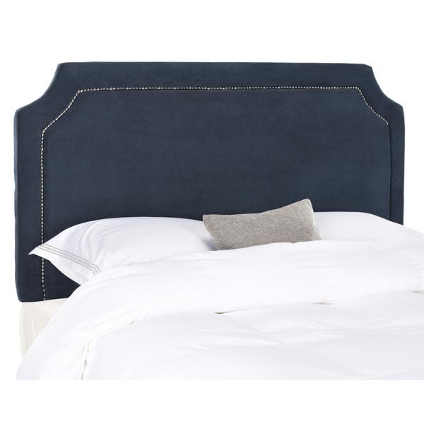 SHAYNE NAVY SUEDE HEADBOARD - SILVER NAIL HEAD. Picture 1