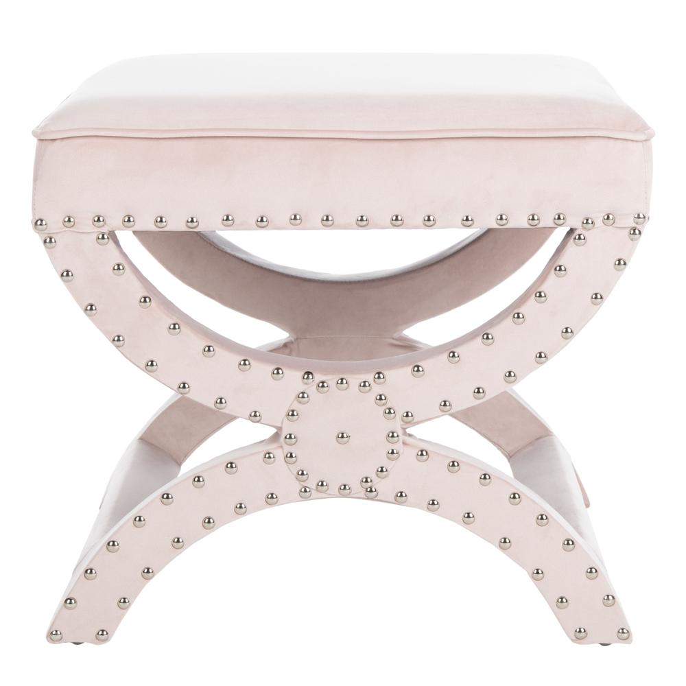 Mystic  Ottoman - Silver Nail Heads, Blush Pink. The main picture.