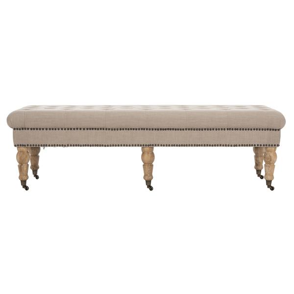BARNEY TUFTED  BENCH - BRASS NAIL HEADS, MCR4649C. Picture 1