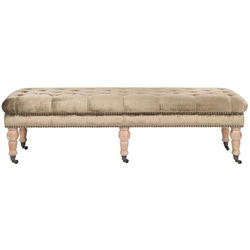 BARNEY TUFTED  BENCH - BRASS NAIL HEADS, MCR4649F. Picture 1