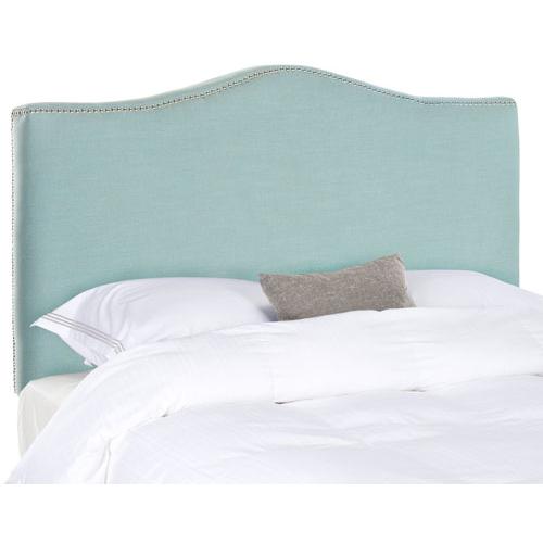 JENEVE SKY BLUE WINGED HEADBOARD - SILVER NAIL HEAD. The main picture.