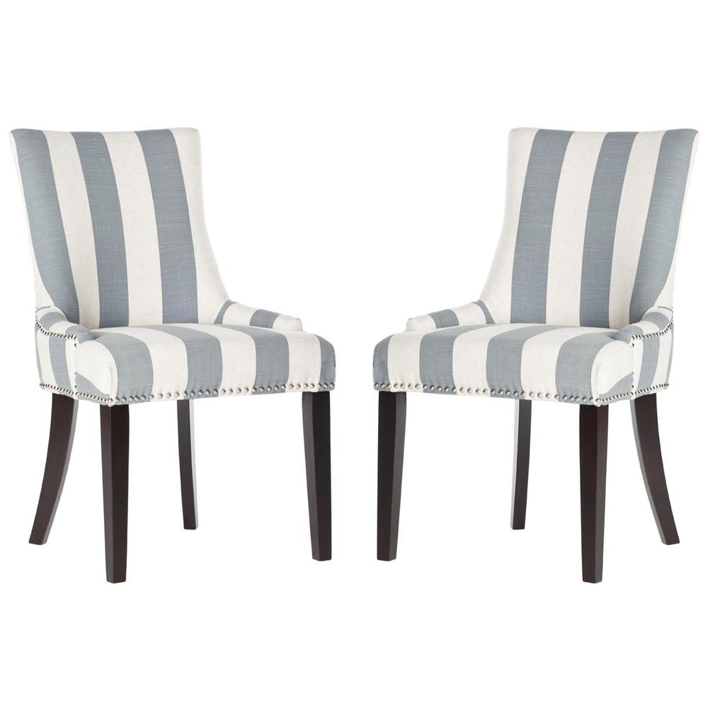 LESTER 19''H AWNING STRIPES DINING CHAIR - SILVER NAIL HEADS, MCR4709AT-SET2. Picture 1