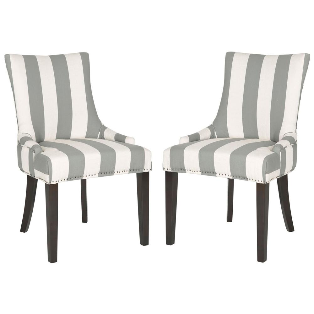 LESTER 19''H  AWNING STRIPES DINING CHAIR (SET OF 2) - FLAT NAIL HEADS. Picture 1