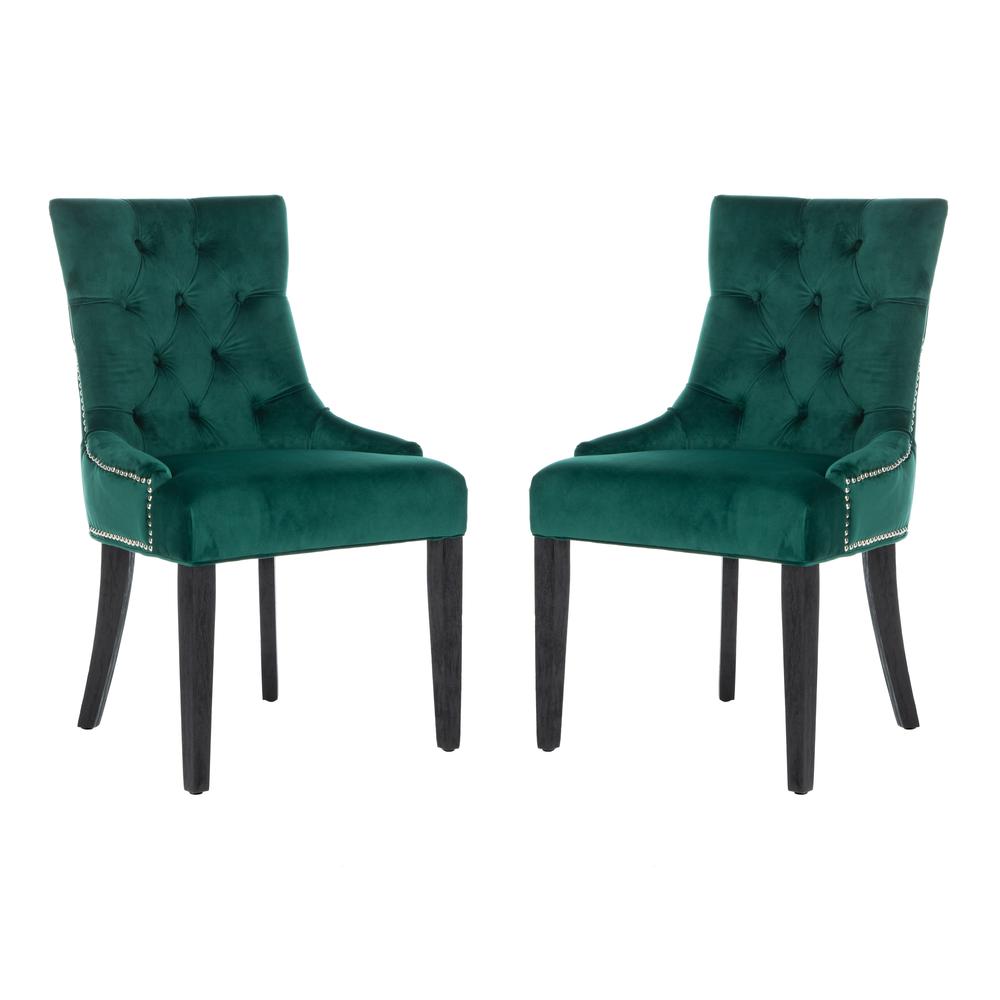 Harlow 19''H  Tufted Ring Chair (Set Of 2) - Silver Nail Heads , Emerald/Espresso. Picture 15
