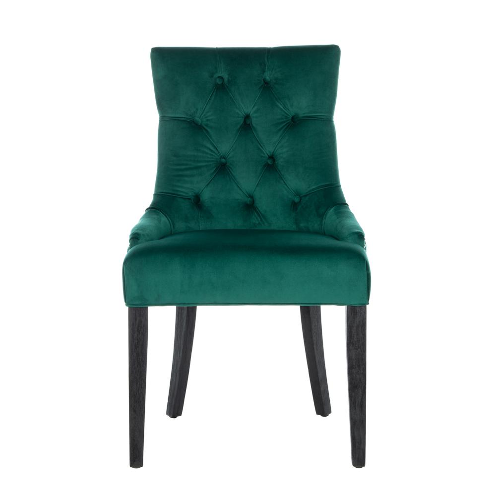 Harlow 19''H  Tufted Ring Chair (Set Of 2) - Silver Nail Heads , Emerald/Espresso. Picture 1