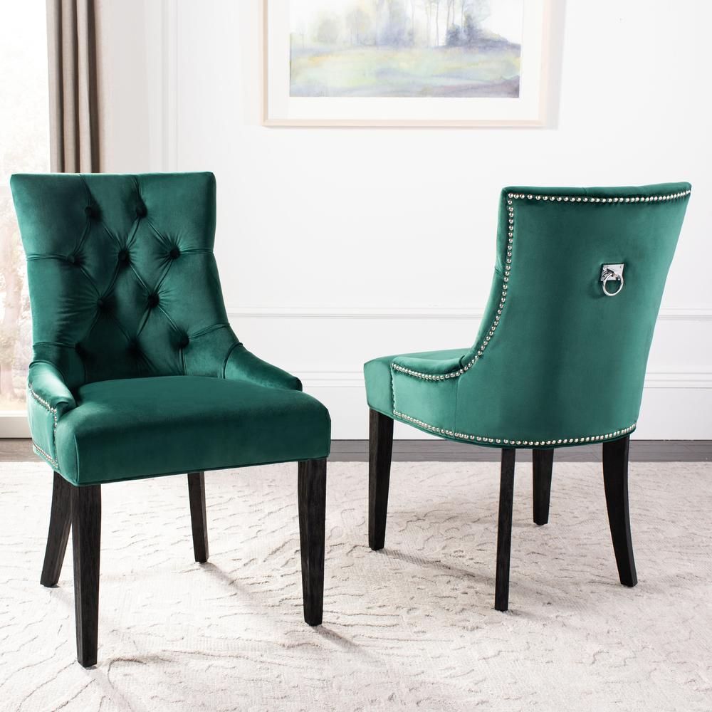 Harlow 19''H  Tufted Ring Chair (Set Of 2) - Silver Nail Heads , Emerald/Espresso. Picture 9