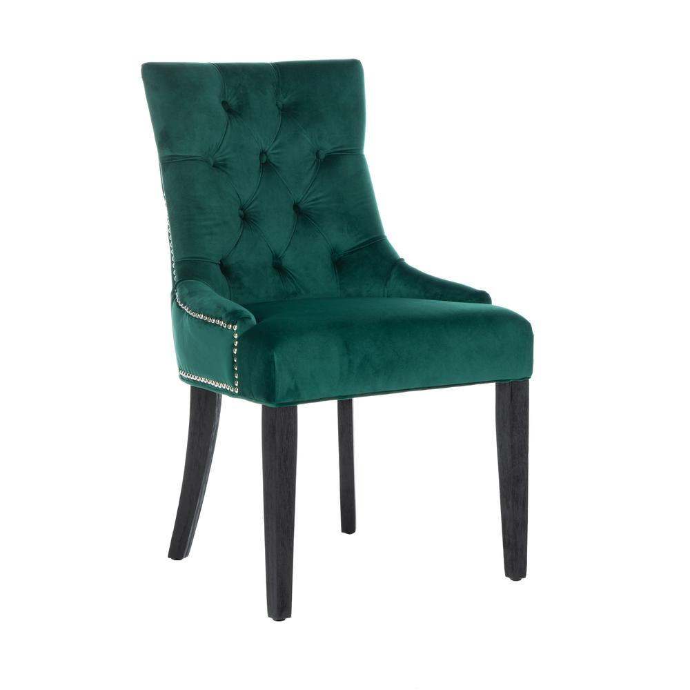 Harlow 19''H  Tufted Ring Chair (Set Of 2) - Silver Nail Heads , Emerald/Espresso. Picture 11