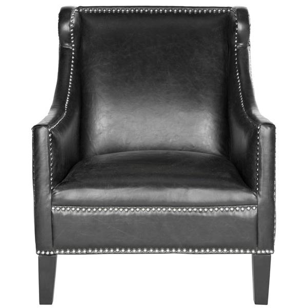 MCKINLEY LEATHER CLUB CHAIR - SILVER NAIL HEADS. Picture 1