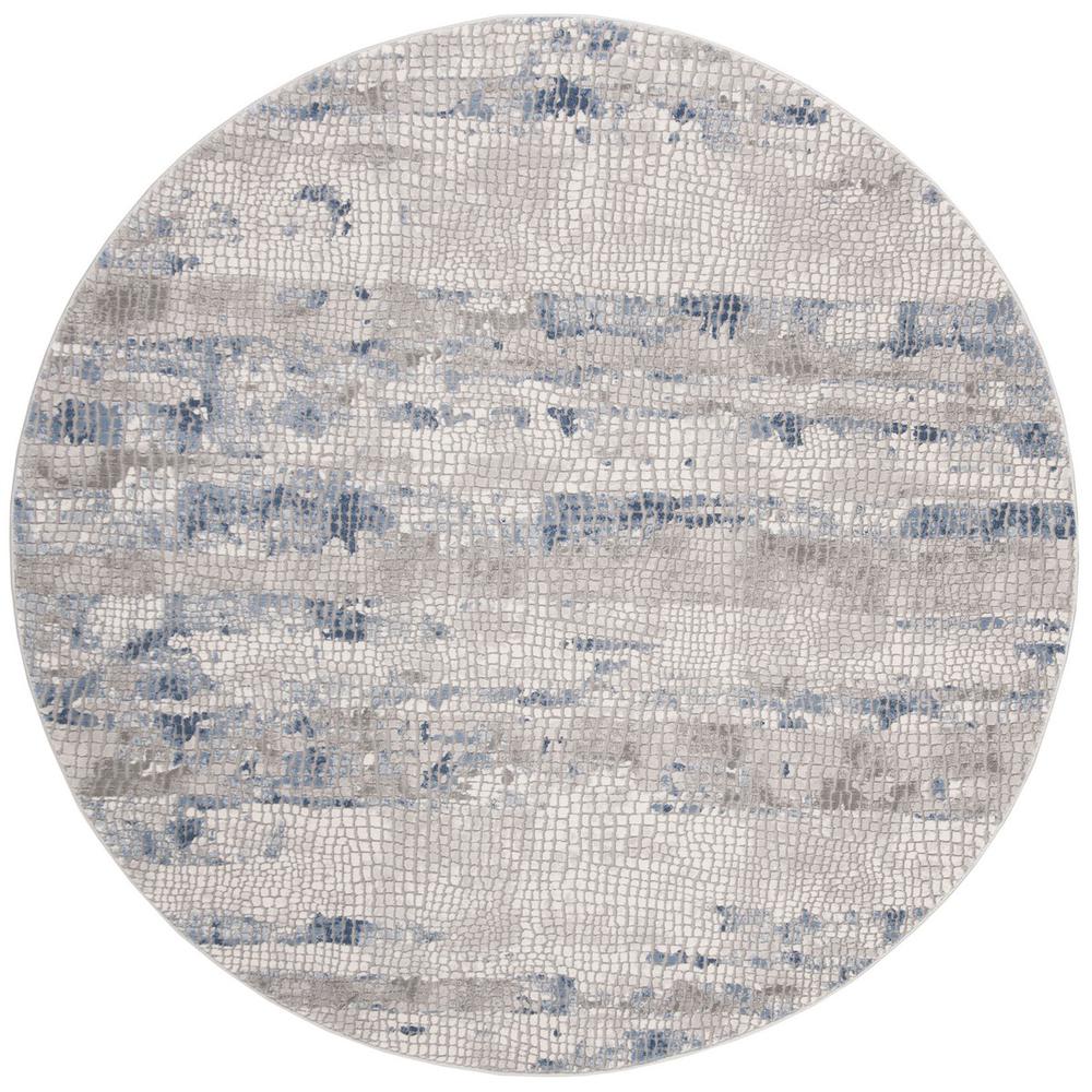 MEADOW 100, GREY / NAVY, 6'-7" X 6'-7" Round, Area Rug. Picture 1