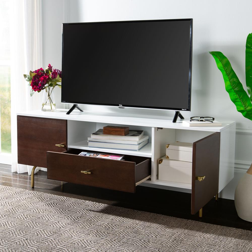 Genevieve Tv Stand, Walnut/White/Gold. Picture 7