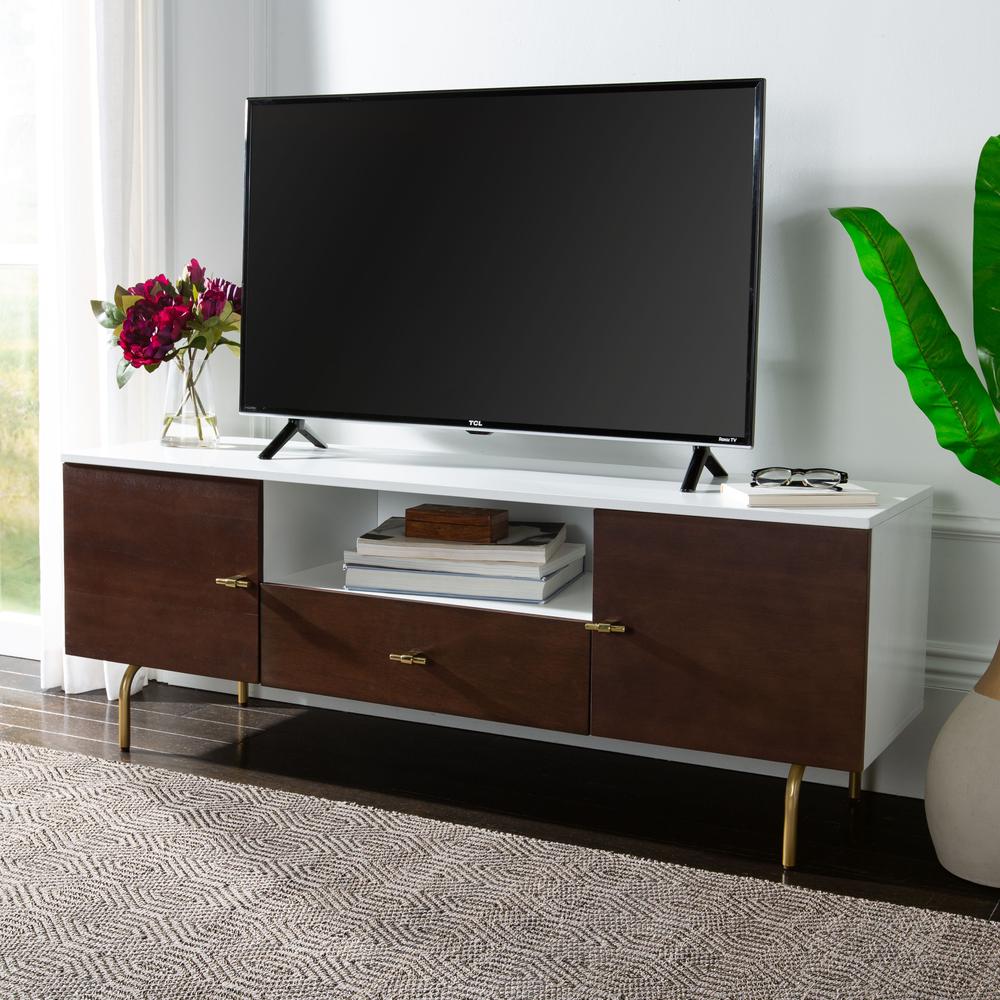 Genevieve Tv Stand, Walnut/White/Gold. Picture 8