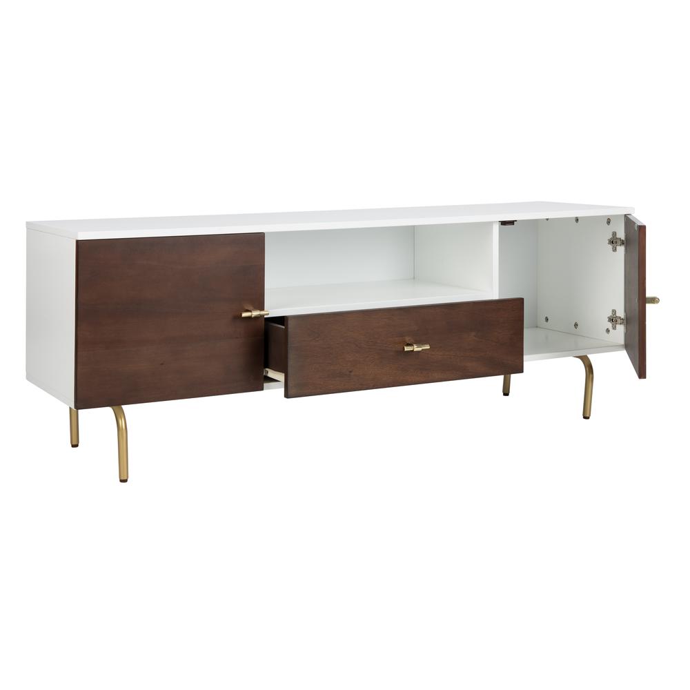 Genevieve Tv Stand, Walnut/White/Gold. Picture 9