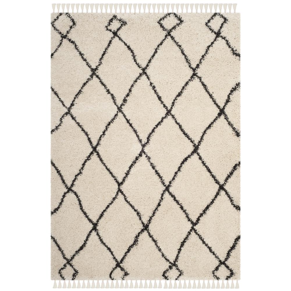 MOROCCAN FRINGE SHAG 200, CREAM / CHARCOAL, 10' X 14', Area Rug. Picture 1